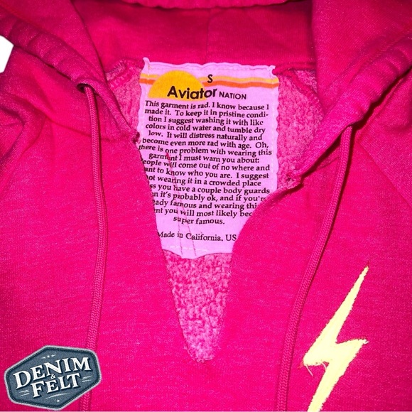 Aviator Nation Pink w/ Yellow Lightning Bolt Cropped Sweatshirt/Pullover | NEW⚡️ - Picture 8 of 12
